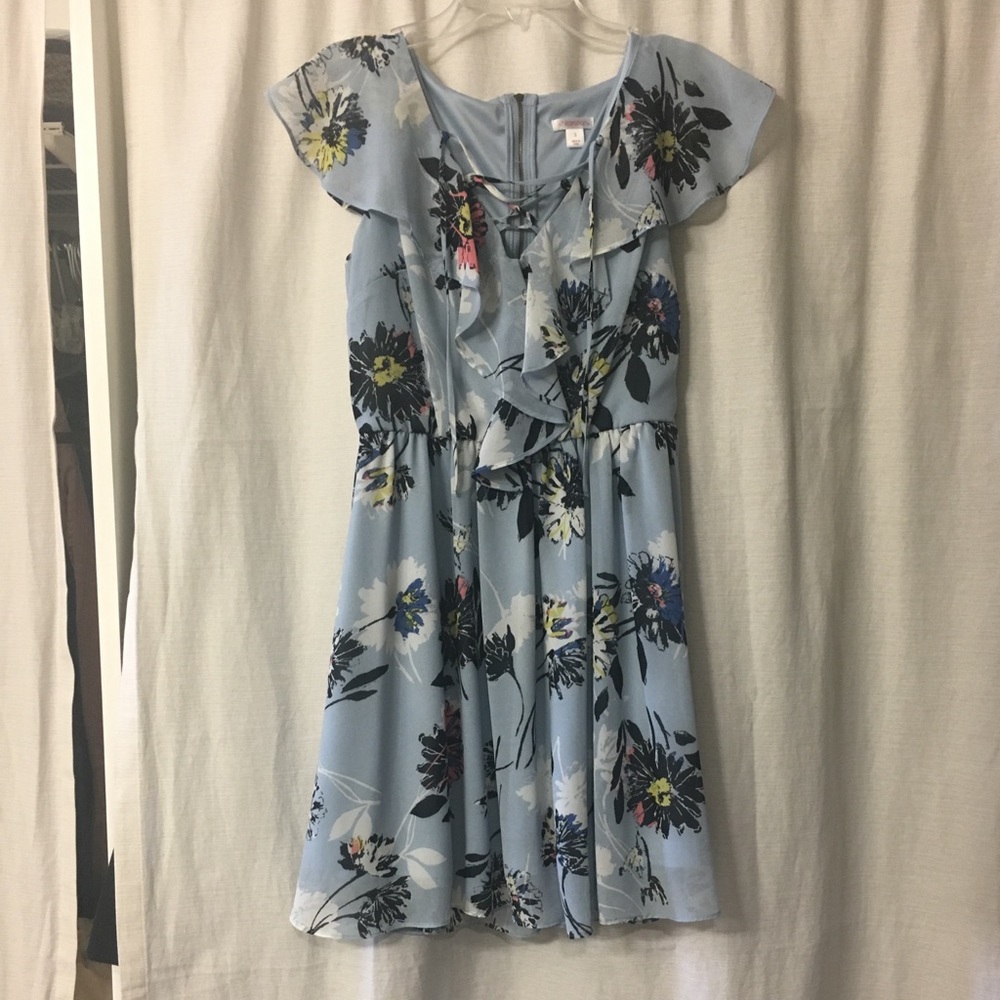 Blue floral chiffon dress